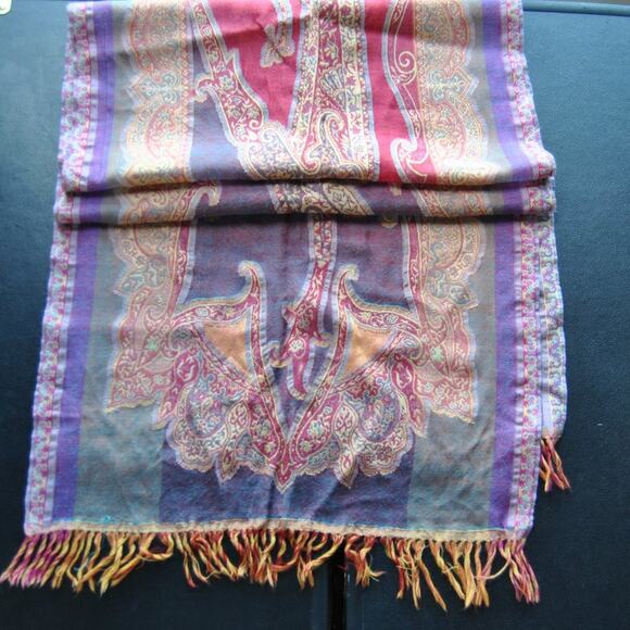 Natural Colorful Design Pashmina 100% Wool - Picture 2 of 4